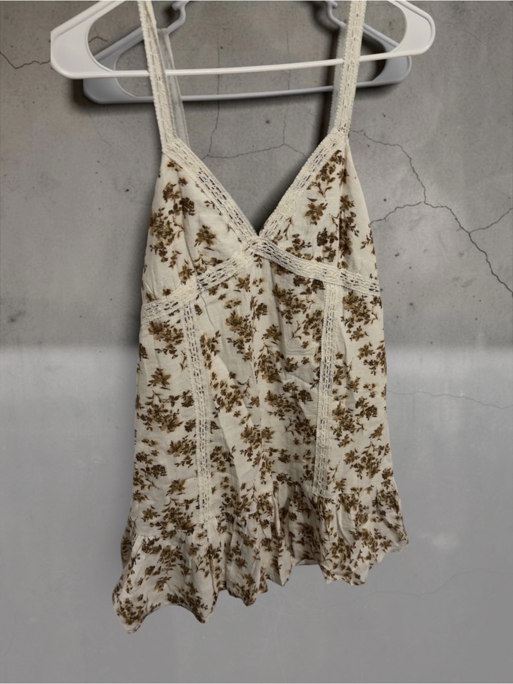No Boundaries Cream Floral Lace-Trim Mini Dress